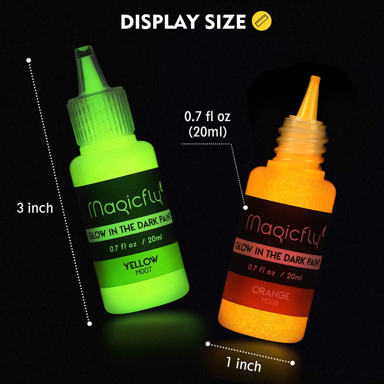 (2 pack) Magicfly Acrylic Glow in The Dark Paint, 10 Bright Colours 60 ml / 2 oz for Painting, Halloween , Christmas