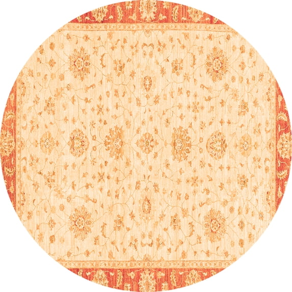 Ahgly Company Indoor Round Oriental Orange Traditional Area Rugs, 7' Round