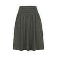 thumbnail image 3 of Mrat Aline Skirts for Women Women Midi Skirt with Pockets Below the Knee Length Ruched Waisted Flowy Midi Skirt Linen Skirt S-100 Gray M, 3 of 6