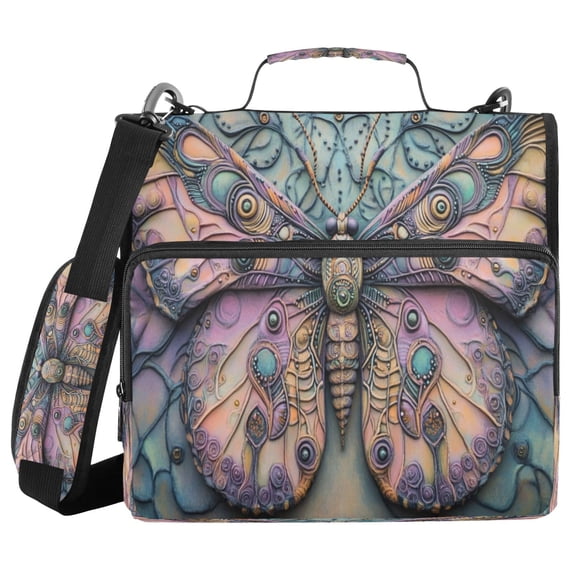 YAZAOO Zipper Binder trapper keeper Documents Organized Design Decorative Butterfly Printed