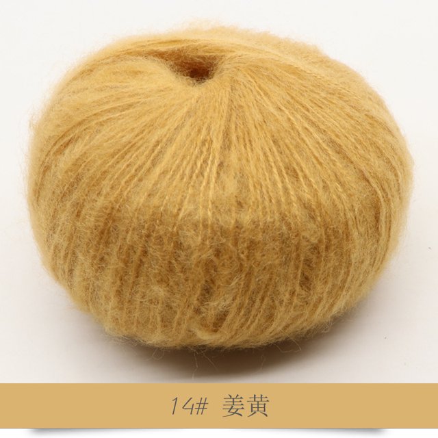 Xiao Hua rollos de hilo de mohair suave de jengibre - 25 g de hilo de punto liviano, elegante hilo para chal e hilo de lujo, adecuado para bufandas hechas a mano y artesanías exquisitas.
