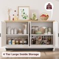 thumbnail image 3 of BeesClover Buffet, Armoire de Rangement d'Accent en Rotin avec 4 Portes et Tablette, Buffet Bahut avec Rangement, 3 of 8