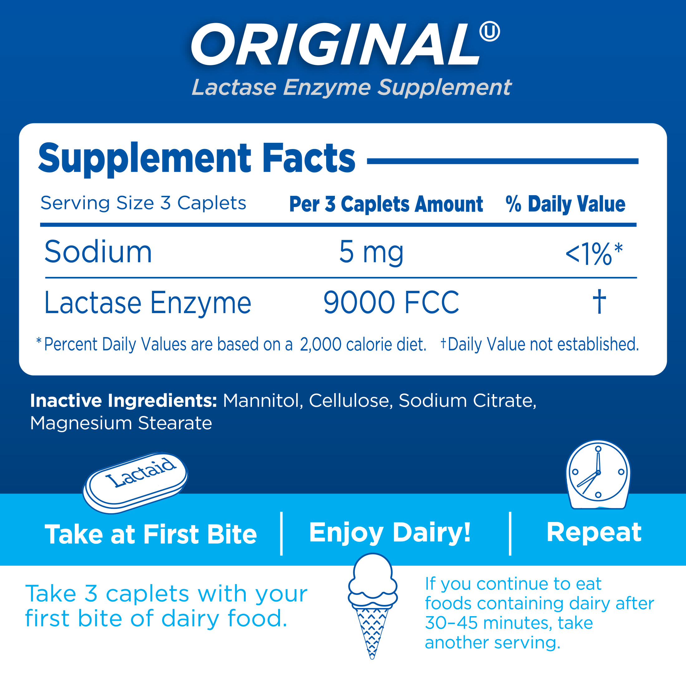 Lactaid Original Strength Lactose Intolerance Relief Caplets, 120 Ct - image 5 of 9