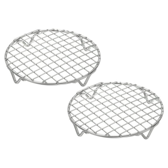Uxcell 2 Pcs Round Cooking Rack 5.9 Inch Dia Stainless Steel Wire Cooling Steamer Rack for Baking Canning Cooking Roasting Cooling Grilling Drying, Silver