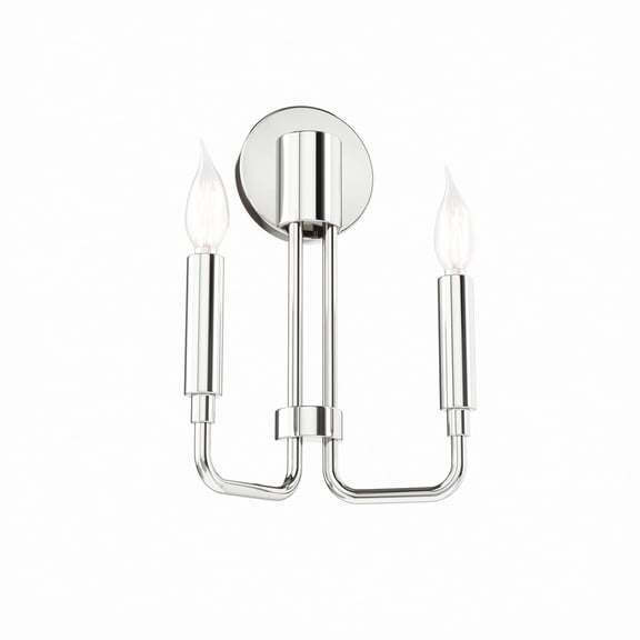 Modway Rekindle 2-Light Iron Metal Wall Sconce in Polished Nickel
