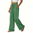 thumbnail image 4 of Hueook Wide Leg Sweatpants Women Strip Striped Ruffle Drawstring Casual Pants with Pockets Green S, 4 of 7