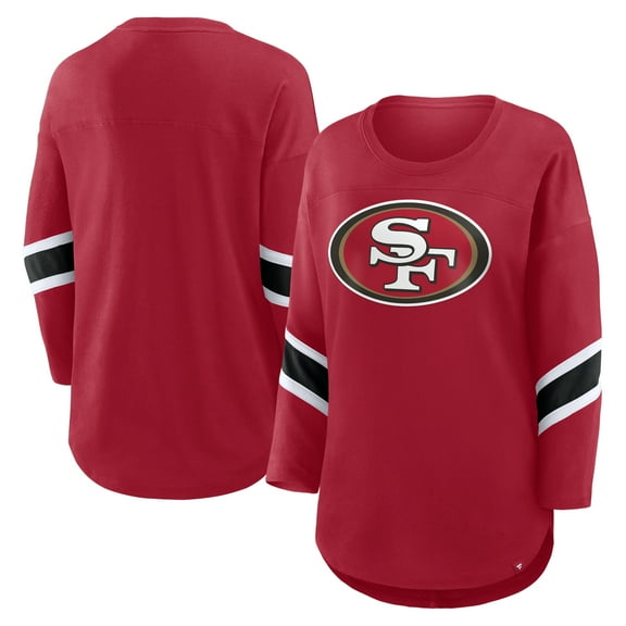 Women's Fanatics Scarlet San Francisco 49ers Plus Size Redzone 3/4-Sleeve Scoop Neck T-Shirt