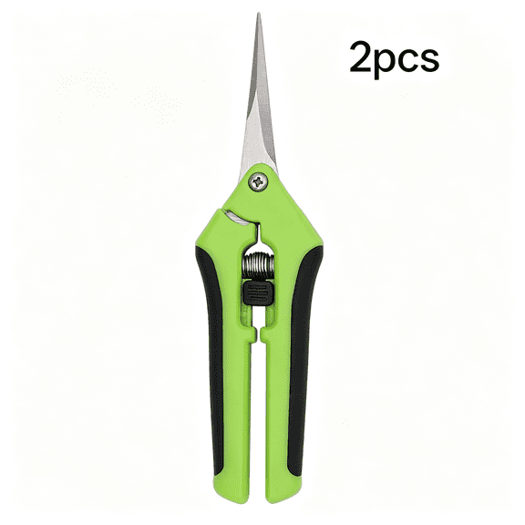KASIU 2Pcs 6.5" Pruning Shears for Gardening, Ultra Sharp Garden Scissors for Precise Cuts, Stainless Steel Bonsai Clippers with Spring Loaded, 6.5 Inch Garden Shears (1Pc Straight & 1Pc Curved)