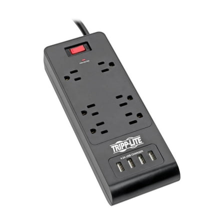 Tripp Lite TLP664USBB Protect It! 6-Outlet Surge Protector with 4 USB Ports, 6ft Cord
