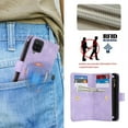 thumbnail image 5 of for Samsung Galaxy A12 5G Wallet Case with Card Holder for Women Men, Phone Case RFID Blocking PU Leather Flip Shockproof Cover with Shoulder+Wrist Strap Zipper Credit Card Slots Stand,Purple, 5 of 7