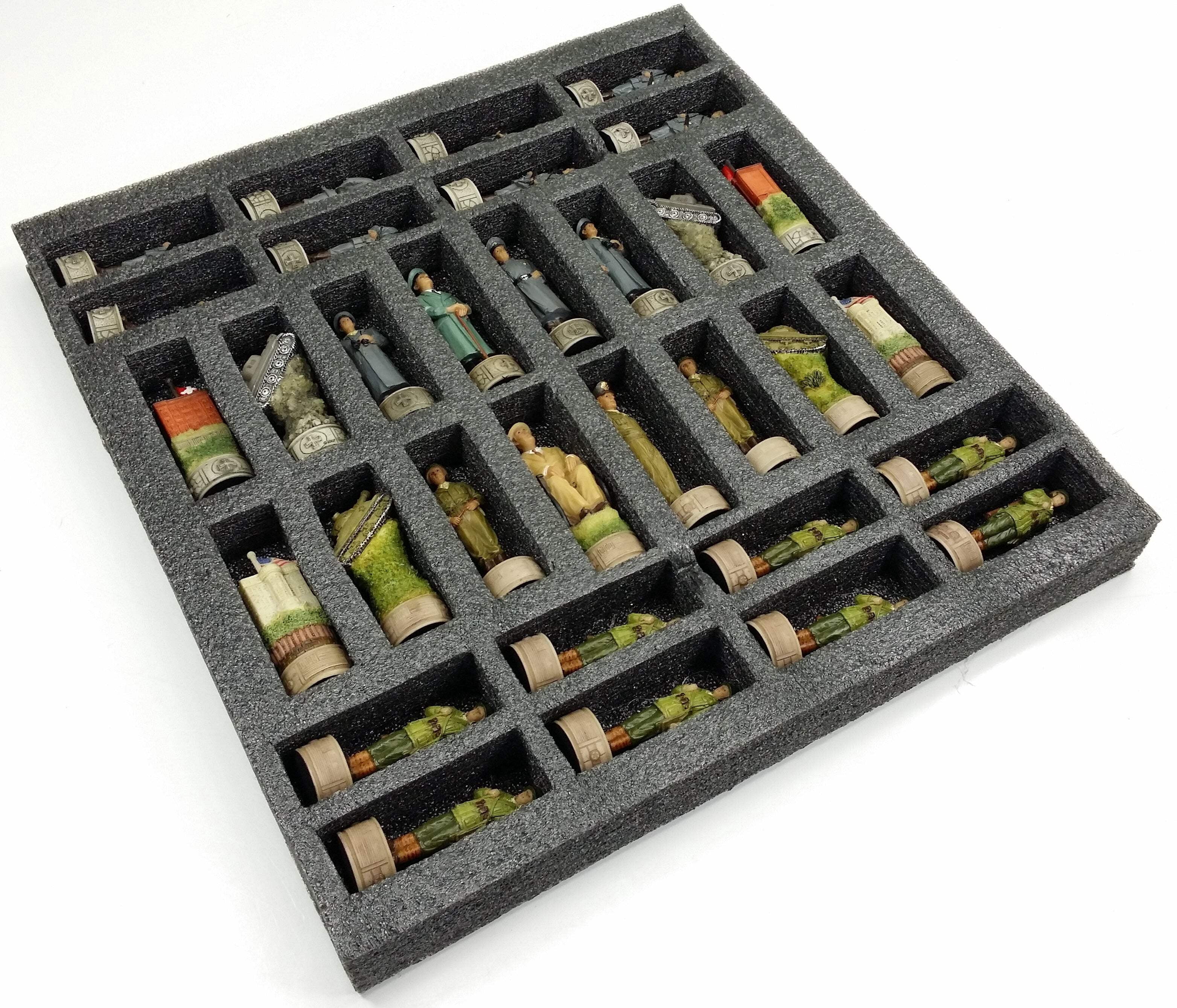 World War 2 US vs GERMANY Chess Set W/ Ebony Black  Maple 14" Wood Board