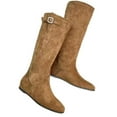 thumbnail image 5 of Viluyesy Womens Knee High Boots, Low Heels Pull-On Wide Calf Fall Winter Suede Western Boots Brown US7, 5 of 5