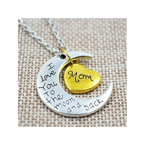 Unknown I Love You To The Moon And Back Moon Heart Necklace 2 Tone Mom Walmart Com Walmart Com