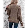 thumbnail image 5 of Female Casual Pullover Loose Bows Solid Color Round Neck Trendy Knit Long Sleeve Sweater Khaki S, 5 of 10