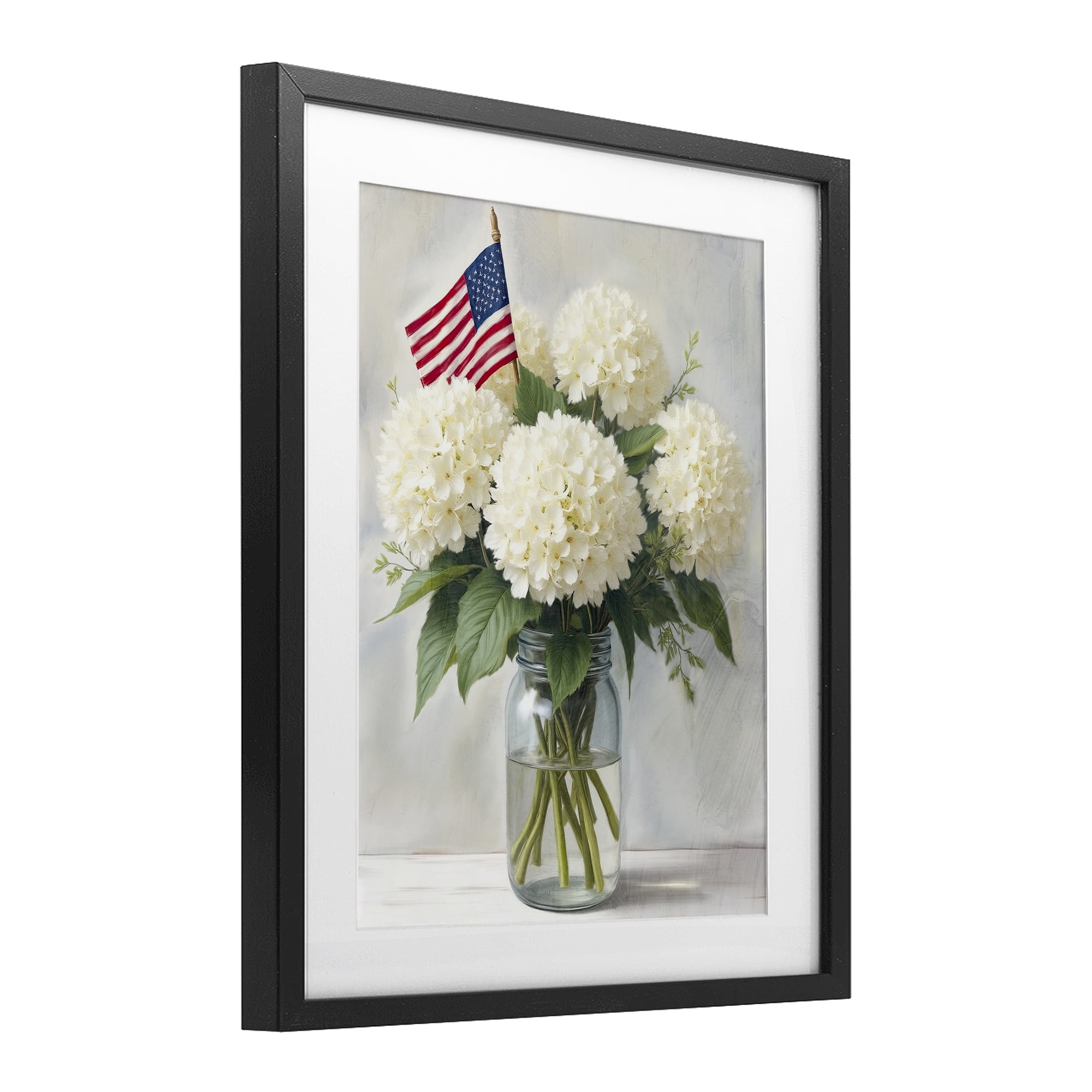 Stupell Industries Festive Patriotic Hydrangea Black Framed Print Under Glass, design by Kim Allen