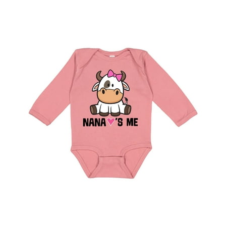 

Inktastic Nana Loves Me Girl Cow Gift Baby Girl Long Sleeve Bodysuit