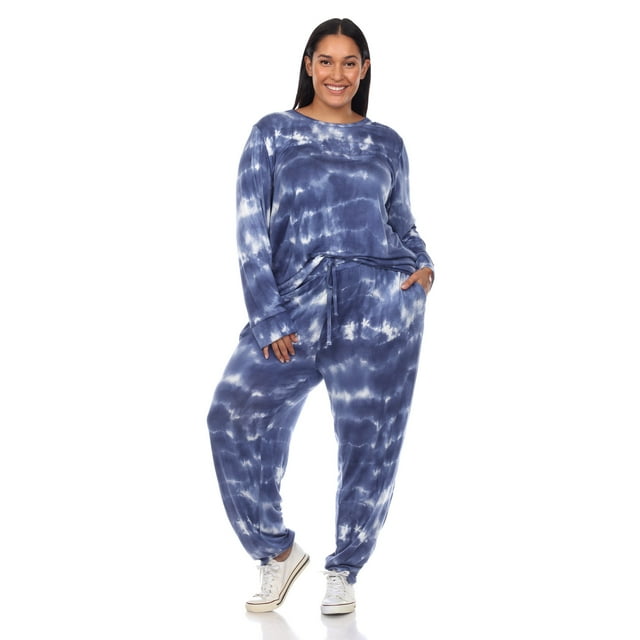 White Mark Ensemble de Pyjama de Détente pour Femmes 2 Pcs, Doux, Chandail à Manches Longues et Pantalon Jogger