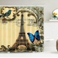 thumbnail image 2 of 4Pcs Vintage Paris Eiffel Tower Shower Curtain Sets Bathroom Set Decor with Non-Slip Rugs Bath U-Shaped Mat Toilet Lid Cover Waterproof Butterfly Bathroom Curtains Shower Set with 12 Hooks, 2 of 12