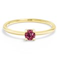 thumbnail image 2 of Gem Stone King 10K Yellow Gold Pink Tourmaline Solitaire Engagement Ring for Women (0.15 Cttw, Round 3.5MM, Gemstone October Birthstone, Size 8), 2 of 6
