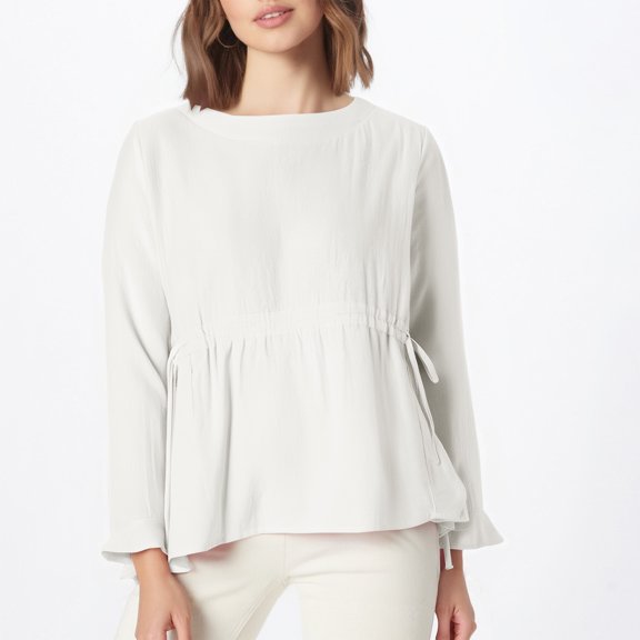 Zedker Womens Fall Dresses Casual Tunic Dress Short Sleeve Crew Neck Flowy Dress, Plus Size White L