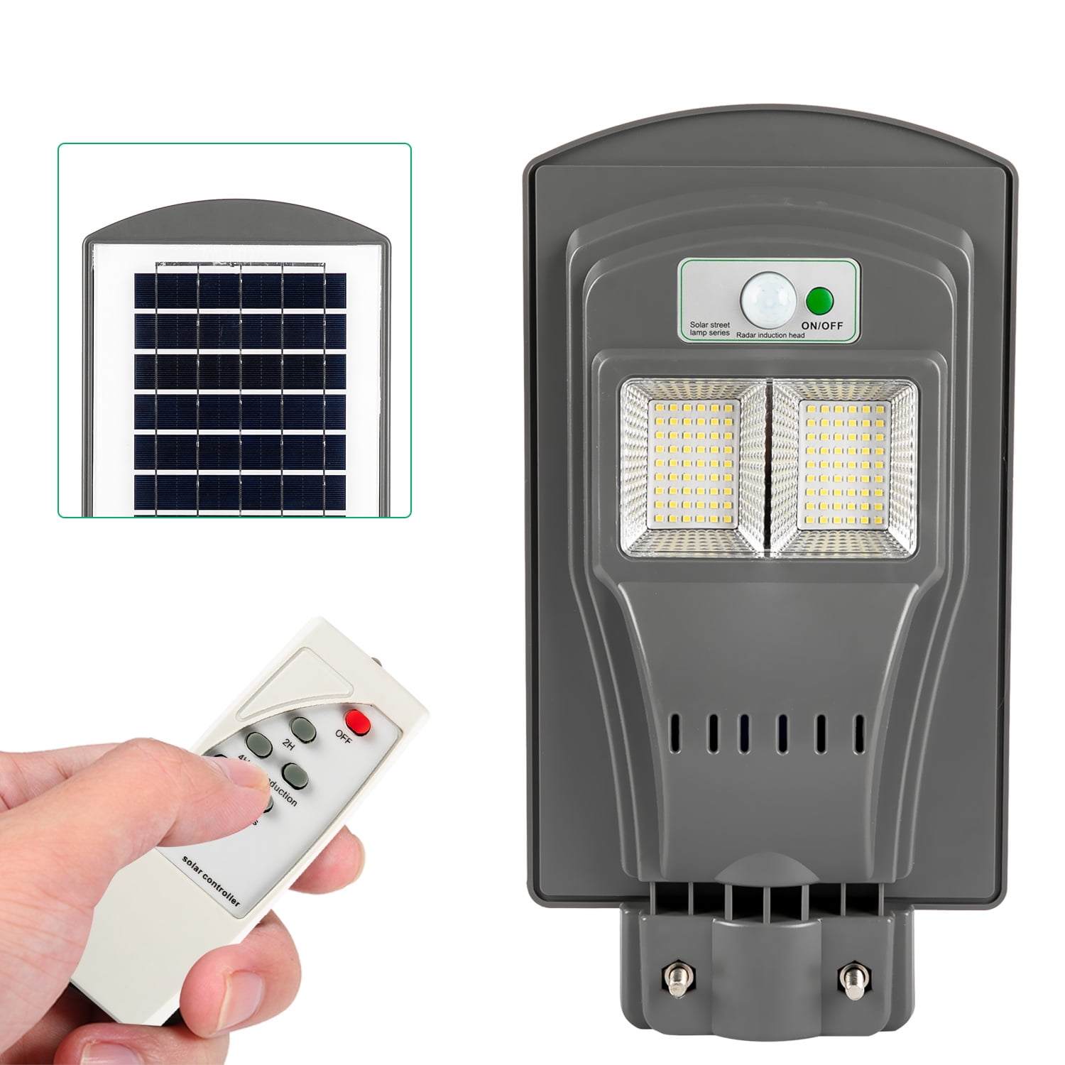 Solar Powered Wall Street Lights Dusk to Dawn with Remote PIR Motion