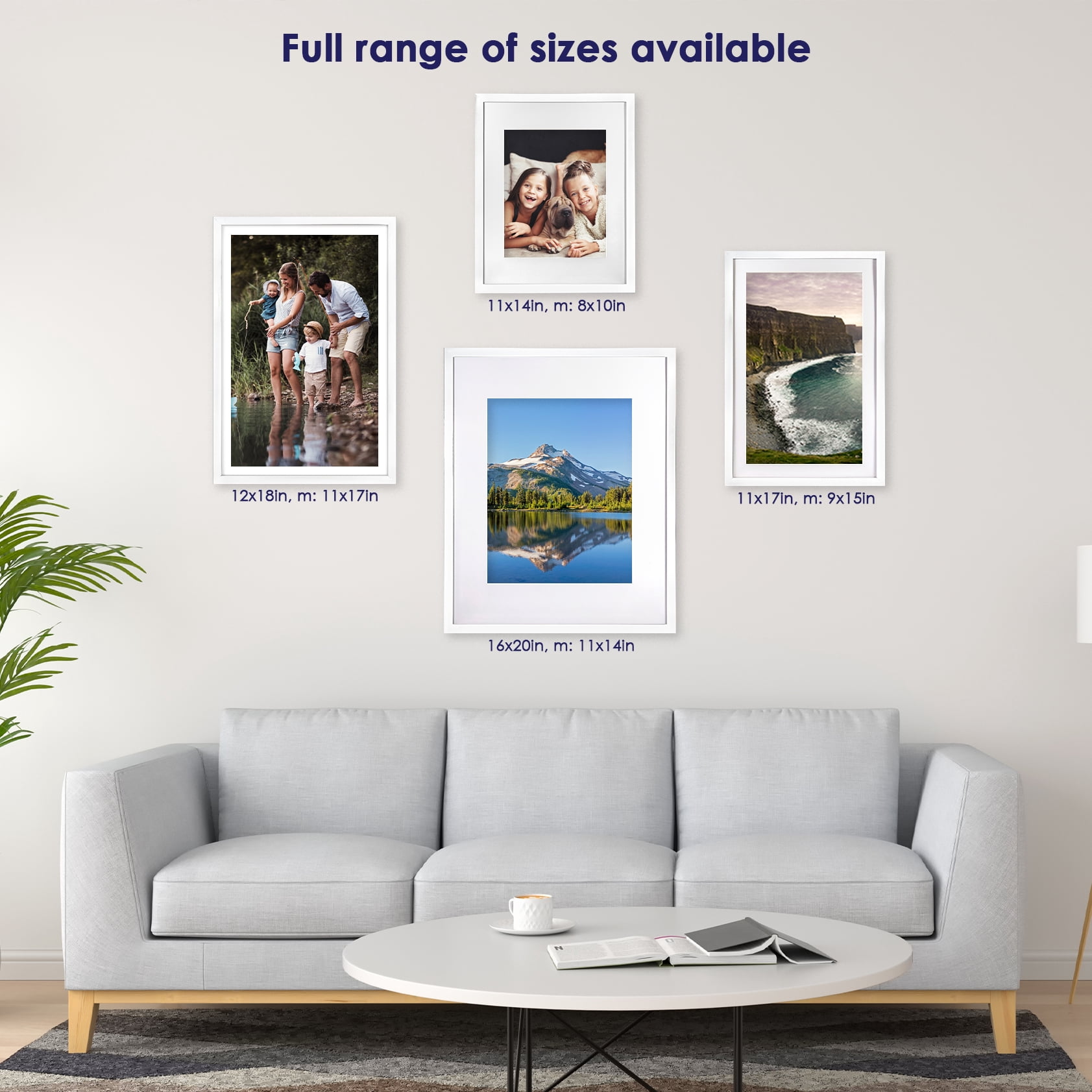 Standard Goods Home Décor 16x20 Matted to 11x14 White Linear Picture Frame, 5-Pack for Wall Display.