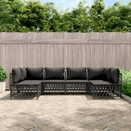 vidaXL 6 Piece Patio Lounge Set with Cushions Anthracite Steel