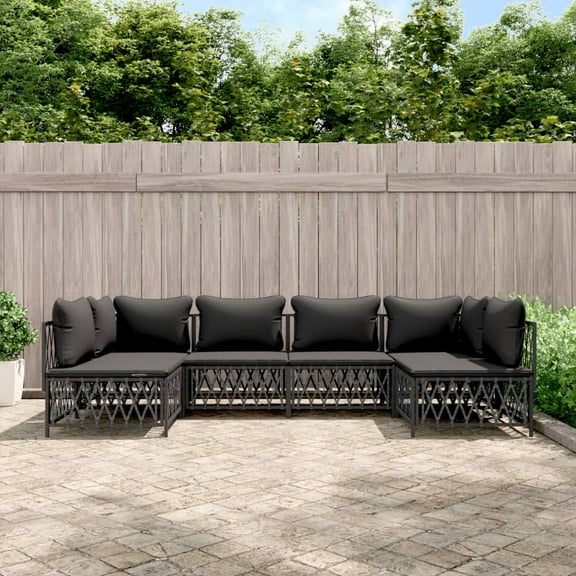 vidaXL 6 Piece Patio Lounge Set with Cushions Anthracite Steel