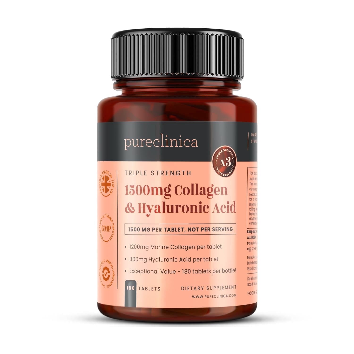 UltraColl Collagen 1200mg + Hyaluronic Acid 300mg (1500mg Total) – 1080 Tablets | Up to 18-Month Supply | Marine Collagen Types I, II, III & VII | High-Strength Anti-Aging