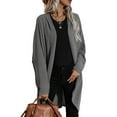 thumbnail image 2 of Qiylii Women’s Solid Color Coat Long Sleeve Mid-length Irregular Knitted Top, 2 of 9
