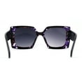 thumbnail image 4 of Womens Square Rectangle Mod Chunky Plastic Butterfly Designer Sunglasses Purple Flower Smoke, 4 of 4