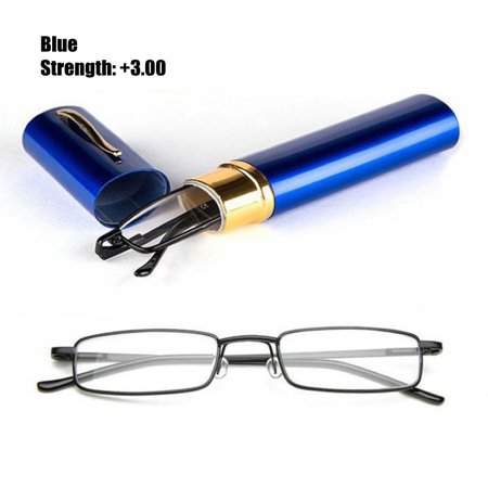 Vision Care Unisex Hinge Stainless Steel Frame Resin Eyeglasses Eyewear Elderly Glasses Reading Glasses BLUE STRENGTH-300