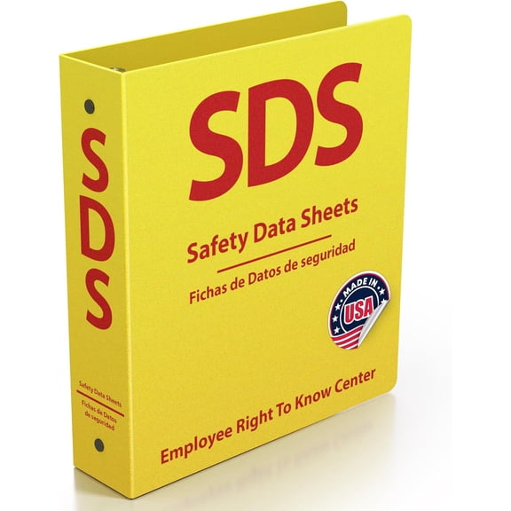 SDS Binder 2 Inch - OSHA Compliant Safety Data Sheet Bilingual English/Spanish Heavy Duty MSDS Holds 400 Sheets Bright Yellow