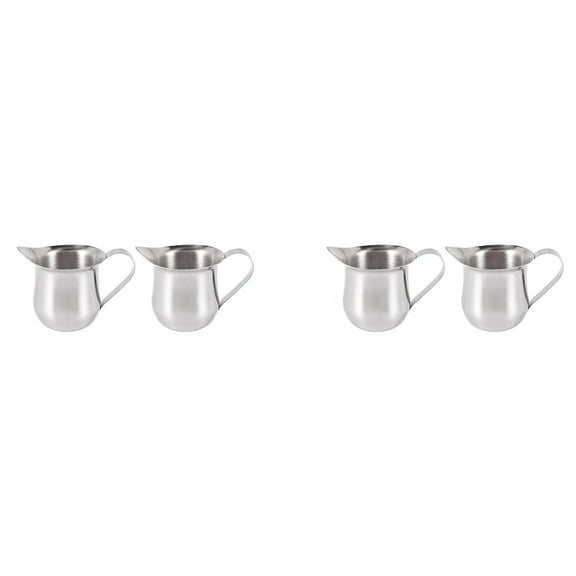 4Pack 3Oz Stainless Steel Bell Creamer Espresso Shot Frothing Pitcher Cup Latte Art Espresso Measure Cup,4 x Latte Cups,Silver
