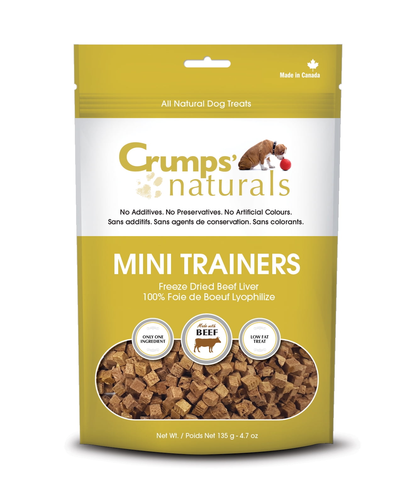 Crumps' Naturals Mini Trainers Beef Liver Freeze Dried Dog Treats, 1.8
