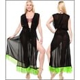 thumbnail image 6 of HAPPY BAY Women's Chiffon Summer Beach Open Front Oversized Beachwear Duster Kimono Cardigan M-L Jet Black_AB876, 6 of 6
