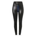 thumbnail image 4 of Hauaitttt Pants Leggings Stretch Waisted Womens High Leather Pleather Pants Zip Open Crotch Pants Leather Leggings for Women Latex Pants Quiet Clubbing Sparkly Leggings Riding Hood Leggings Leather, 4 of 5