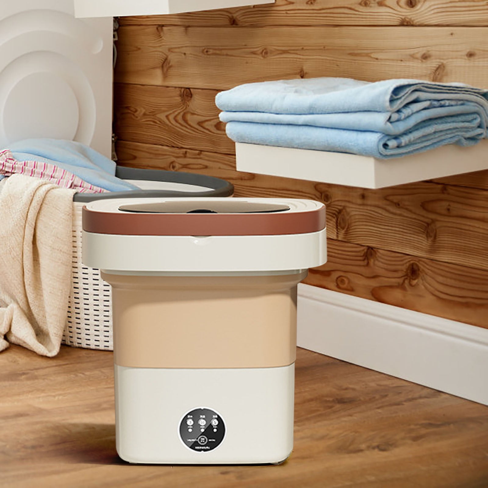 Anckoeil Folding Small Washing Machine Underwear Washing Machine Portable Can Dehydration Dormitory Students Travel Home