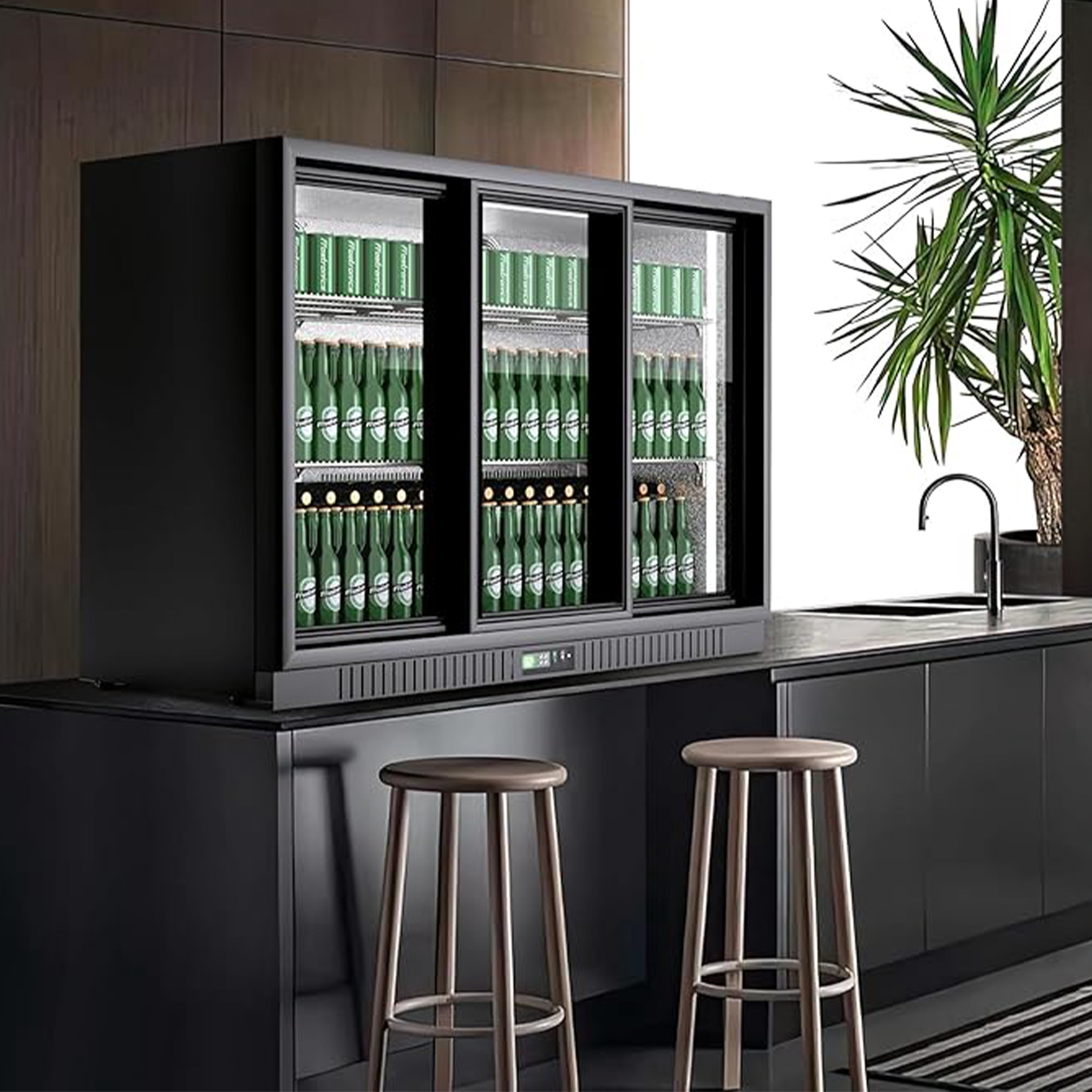 Elite Kitchen Supply 53 in Sliding Door Back Bar Cooler 11.3 Cu Ft Glass Door Refrigerator with Lockable Shelves