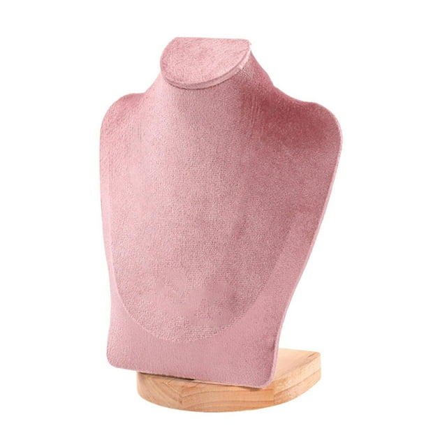 Exhibidor de collares, cadena, soporte para busto, decoración, joyería, soporte para busto, joyería Terciopelo rosa de 23 cm