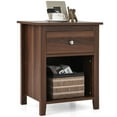 thumbnail image 1 of Costway Nightstand Bedside Table with Drawer & Open Shelf for Living Room Bedroom Walnut, 1 of 10