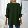 thumbnail image 4 of Mujeres Casual Moda Cómodo Jersey Manga Larga Con Cuello En V Blusas Soild Camiseta Pompotops  FGAJ15302, 4 of 9