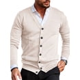thumbnail image 3 of Men’s Button up Knit Cardigan Casual Long Sleeve V Neck Solid Color Sweater Knitted Outwear, Poly, 3 of 5