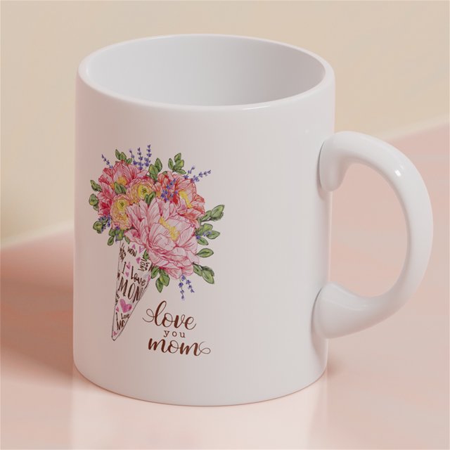 Taza de café blanca para mamá, exquisita taza de té de cerámica, regalos de cumpleaños que no se decoloran para madre CCP256