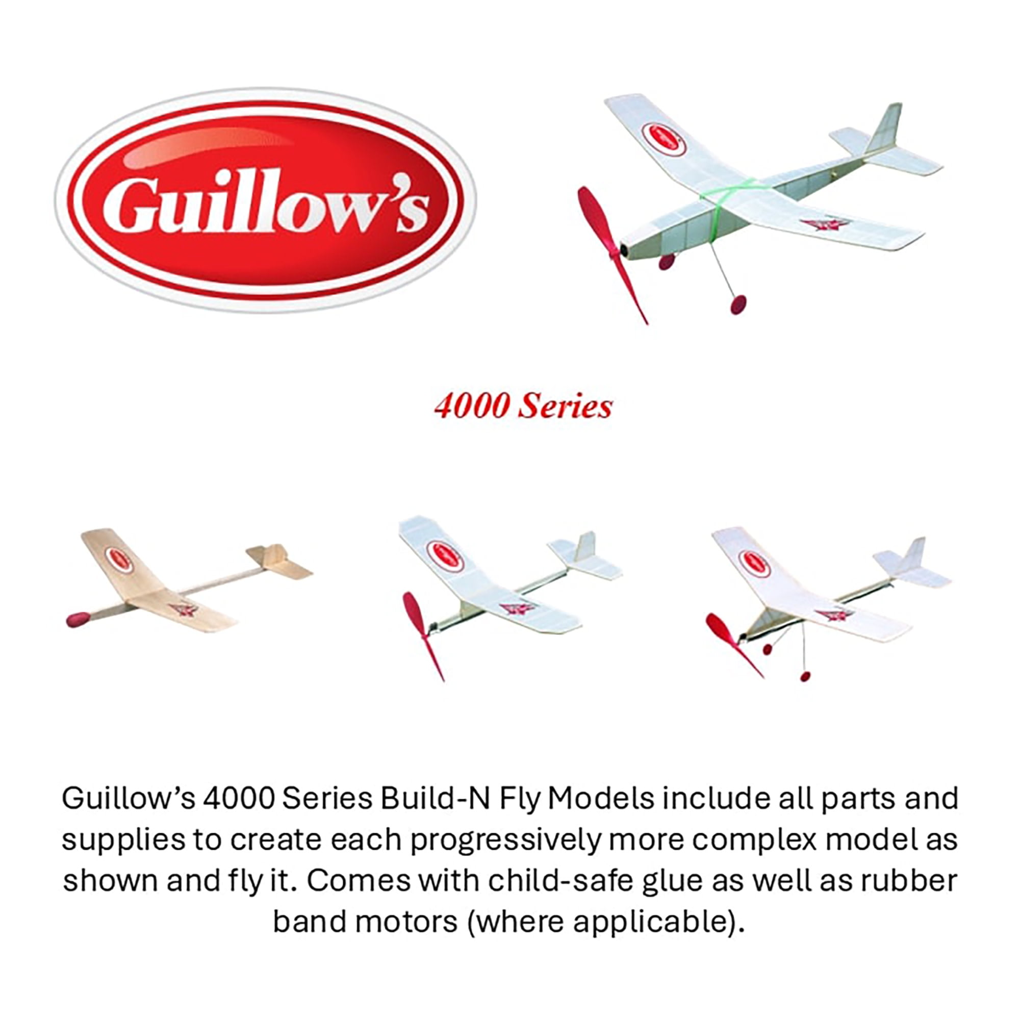 Guillow's: Build-N-Fly Model Kit - Flyboy 4000 - Level 4 Learning Series, All-In-1 DIY Airplane Construction Project, Laser Cut Balsa Wood, Craft Set