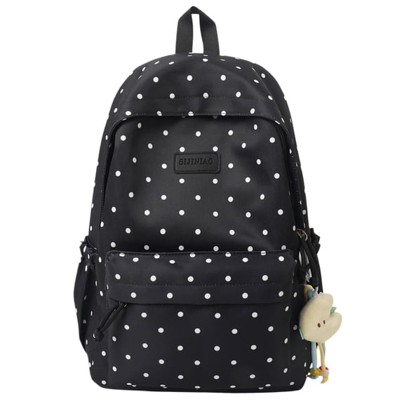Moontgen Cute Polka Dot Laptop Backpack Large Capacity Travel Backpack Lightweight Bookbag (Black)
