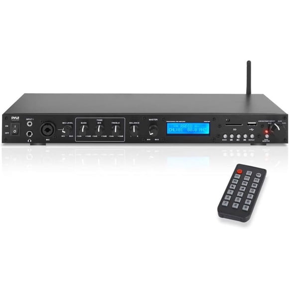Preamplificador Profesional para Rack con Bluetooth Pyle, Grabación Digital, USB/SD y Pantalla LCD Ideal para estudio, audio en vivo y sistemas de sonido instalados.