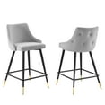 thumbnail image 2 of Modway Adorn Performance Velvet Counter Stool Set of 2 in Light Gray, 2 of 9
