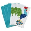 Solid and Print Dual Woven Kitchen Towel, 6 Pack, Rooster