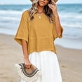 thumbnail image 5 of Bovemsi Long Sleeve Shirts for Women Comfort Round Neck Batwing Color Panels Short Sleeve Casual Tops for Women Trendy XXL, 5 of 5